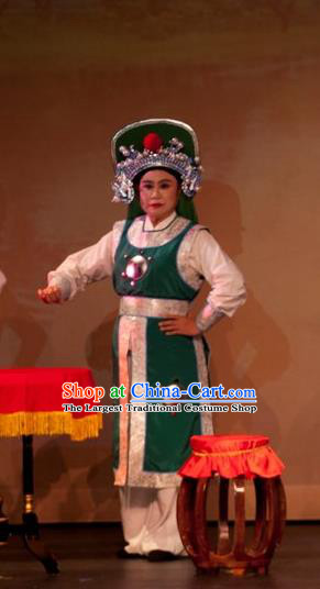 Chinese Yue Opera Wusheng Costumes and Hat Emperor and the Village Girl Shaoxing Opera Martial Male Apparels Soldier Garment