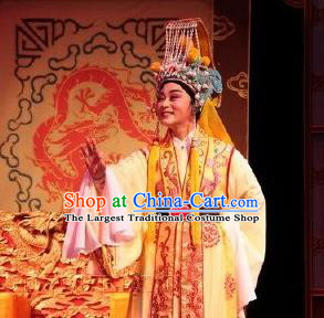 Chinese Yue Opera Young Male Embroidered Robe Emperor and the Village Girl Garment and Headwear Shaoxing Opera Xiaosheng Apparels Costumes