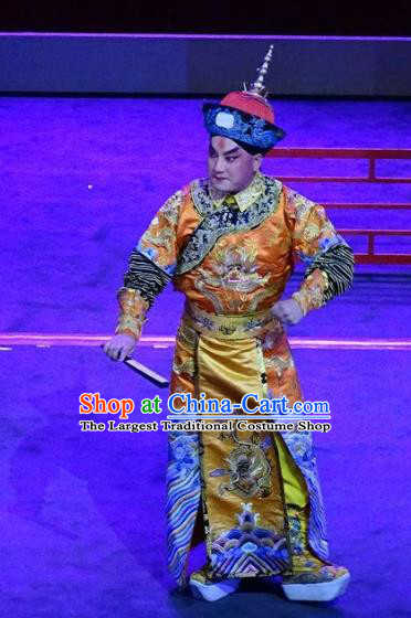 Nan Hai Zi Chinese Peking Opera Xiaosheng Young Male Garment Costumes and Headwear Beijing Opera Qing Dynasty Emperor Shun Zhi Apparels Clothing