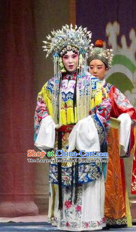 Chinese Ping Opera Qin Xianglian Princess Apparels Costumes and Headdress Traditional Pingju Opera Hua Tan Dress Diva Garment