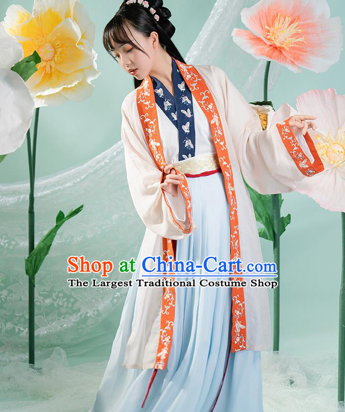 Chinese Traditional Song Dynasty Historical Costumes Ancient Royal Princess Hanfu Dress Young Lady Apparels Complete Set