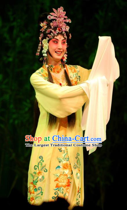Chinese Beijing Opera Young Female Apparels Daming Prefecture Costumes and Headpieces Traditional Peking Opera Hua Tan Goddess Dress Garment