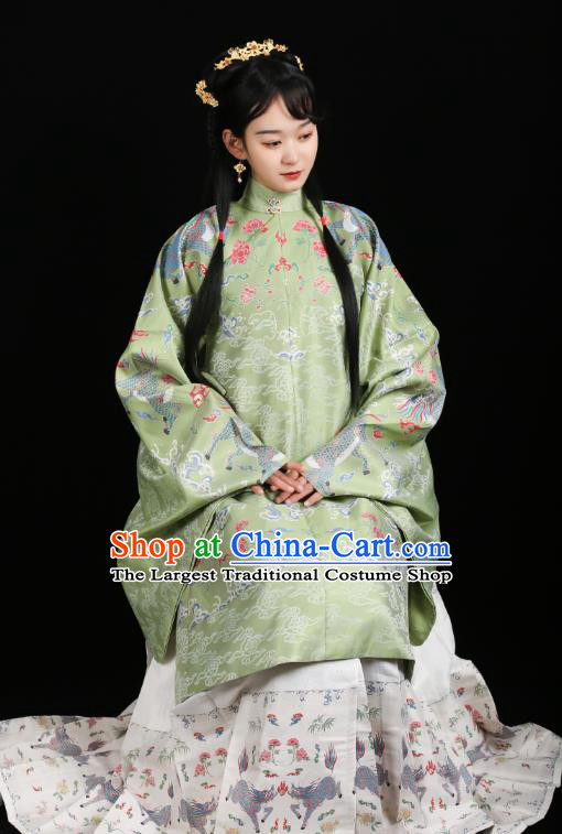 Chinese Traditional Ming Dynasty Patrician Female Historical Costumes Ancient Noble Lady Hanfu Dress Blouse and Skirt Complete Set