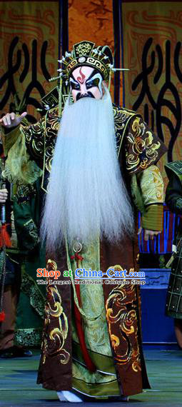 King Zhao Wuling Chinese Peking Opera Emperor Garment Costumes and Headwear Beijing Opera Elderly Male Apparels Lord Zhao Yong Clothing