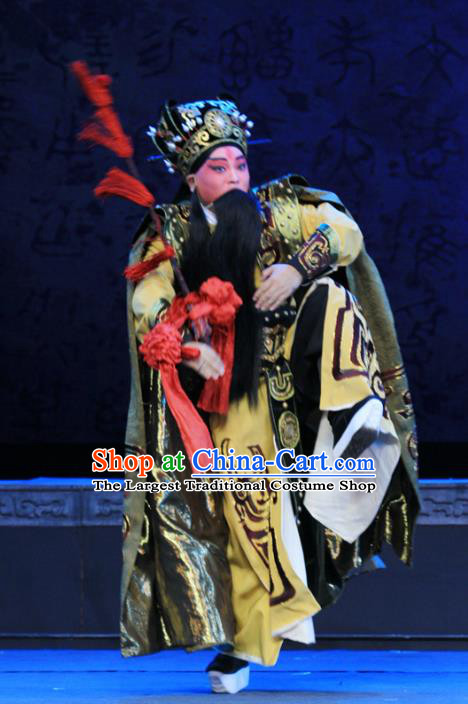 King Zhao Wuling Chinese Peking Opera Chancellor Fei Yi Garment Costumes and Headwear Beijing Opera Elderly Male Apparels Official Clothing