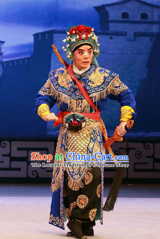 Nan Jie Guan Chinese Peking Opera Wusheng Garment Costumes and Headwear Beijing Opera Soldier He Yanxi Apparels Armor Clothing