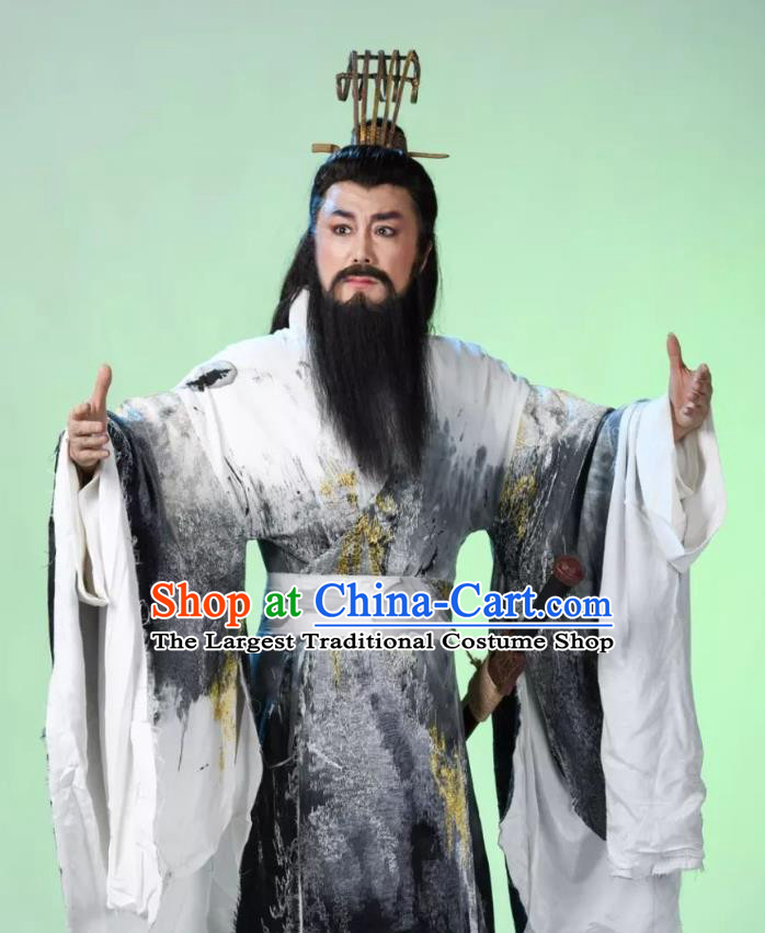 Da Shun Chinese Peking Opera Monarch Shun Garment Costumes and Headwear Beijing Opera Emperor Apparels King Clothing
