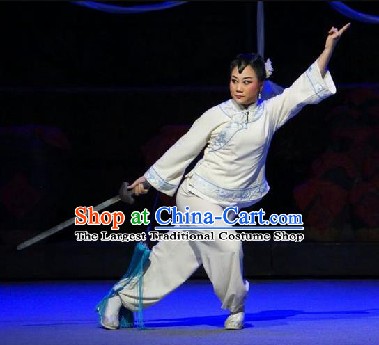 Chinese Beijing Opera Martial Female Garment Costumes and Hair Accessories Traditional Peking Opera Swordswoman Dress Apparels