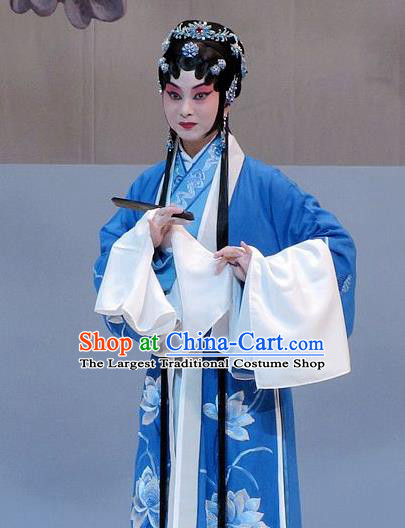 Chinese Beijing Opera Diva Tang Wan Garment Costumes and Hair Accessories Traditional Peking Opera Hua Tan Actress Dress Apparels