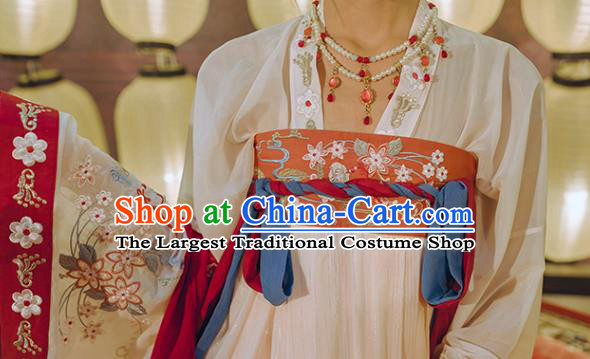 Chinese Traditional Tang Dynasty Embroidered Hanfu Dress Ancient Court Princess Garment Historical Costumes Complete Set