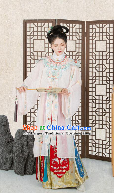 Chinese Traditional Ming Dynasty Nobility Female Historical Costumes Ancient Patrician Lady Embroidered Hanfu Dress Royal Princess Garment