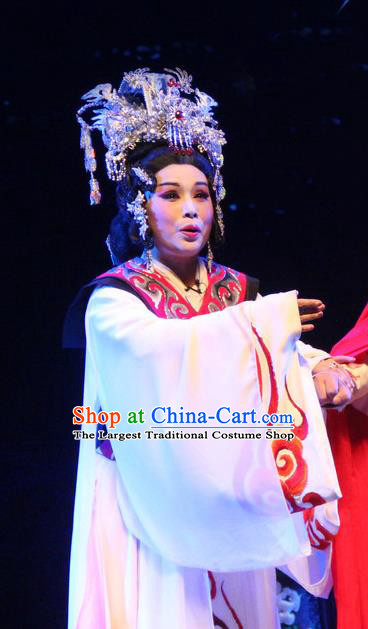 Chinese Beijing Opera Queen Zhen Fu Garment Costumes and Hair Accessories Traditional Peking Opera Cao Cao Actress Dress Hua Tan Apparels