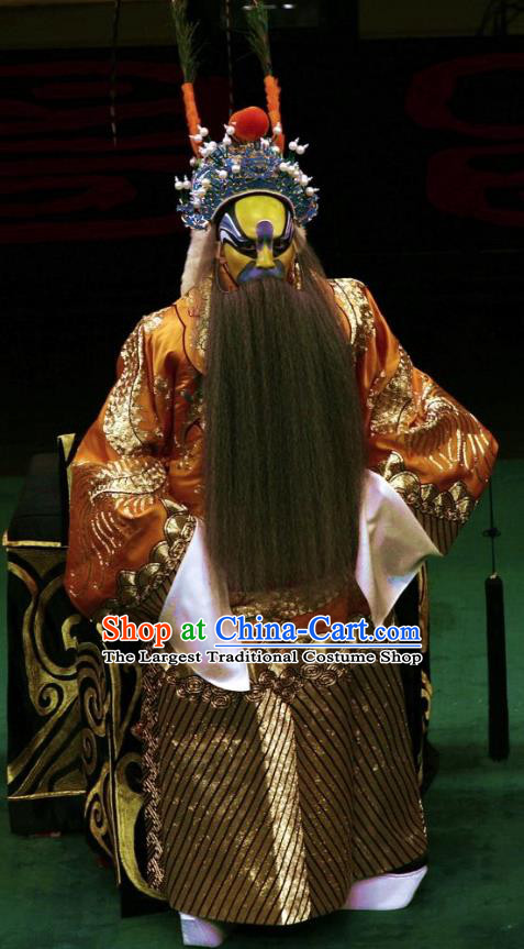 Ding Sheng Chun Qiu Chinese Peking Opera Laosheng Apparels Costumes and Headpieces Beijing Opera Lord Garment King Ji Liao Clothing
