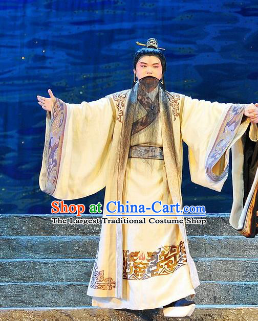 King of Qi Tian Heng Chinese Peking Opera Old Man Apparels Costumes and Headpieces Beijing Opera Lord Garment King Clothing