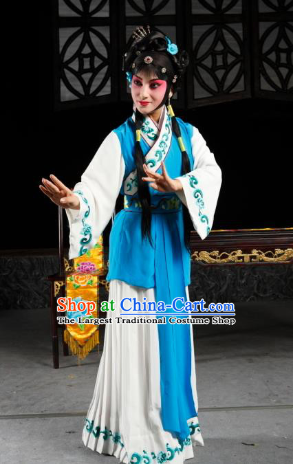 Chinese Sichuan Opera Young Lady Costumes and Hair Accessories Traditional Peking Opera Xiaodan Dress Maidservant Yan Yan Apparels