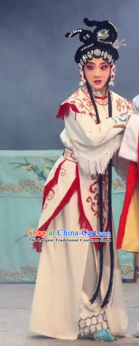 Chinese Sichuan Opera Hua Tan The Legend of White Snake Garment Costumes and Hair Accessories Traditional Peking Opera Young Lady Dress Heroine Bai Suzhen Apparels