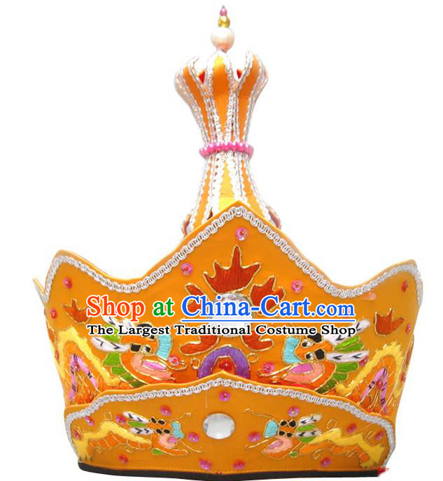 Chinese Traditional Buddhist Hair Accessories Mitre Vairocana Headwear Top Grade Monk Embroidered Dragons Orange Hat