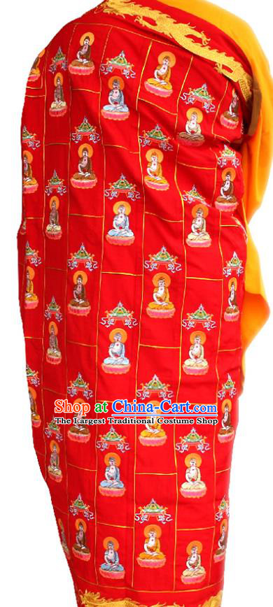 Chinese Traditional Monk Red Cassock Buddhist Bonze Costume Meditation Garment for Men