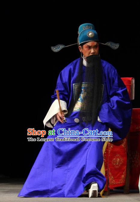 Yu He Qiao Chinese Sichuan Opera Grand Preceptor Apparels Costumes and Headpieces Peking Opera Laosheng Garment Official Clothing