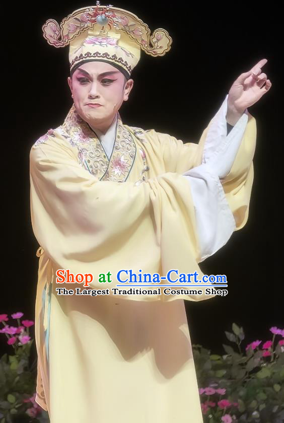 Mother of Mu Lian Chinese Sichuan Opera Scholar Apparels Costumes and Headpieces Peking Opera Young Male Garment Xiaosheng Clothing