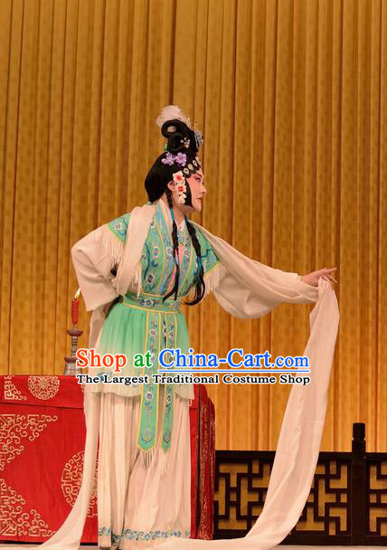 Chinese Sichuan Opera Hua Tan Lian Niang Garment Costumes and Hair Accessories Mother of Mu Lian Traditional Peking Opera Actress Dress Fairy Apparels