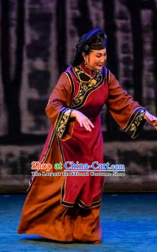 Chinese Sichuan Opera Dame Garment Costumes and Hair Accessories Scholar of Ba Shan Traditional Peking Opera Elderly Female Dress Country Woman Apparels