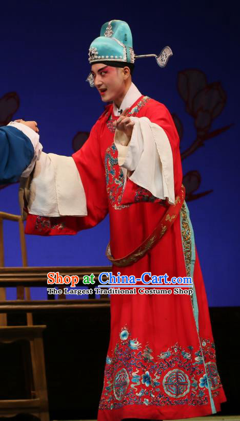 He Zhu Pei Chinese Sichuan Opera Number One Scholar Zhao Peng Apparels Costumes and Headpieces Peking Opera Young Male Garment Niche Clothing