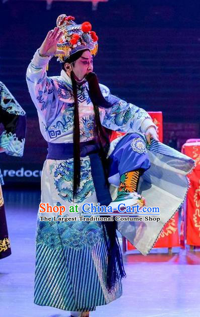 Yuan Men Zhan Zi Chinese Sichuan Opera Marshal Yang Yanzhao Apparels Costumes and Headpieces Peking Opera Elderly Male Garment General Clothing