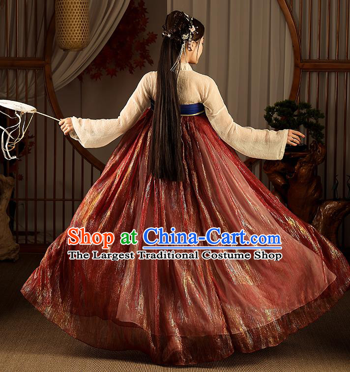 Chinese Tang Dynasty Hanfu Dress Traditional Apparels Ancient Drama Civilian Lady Historical Costumes Complete Set for Women