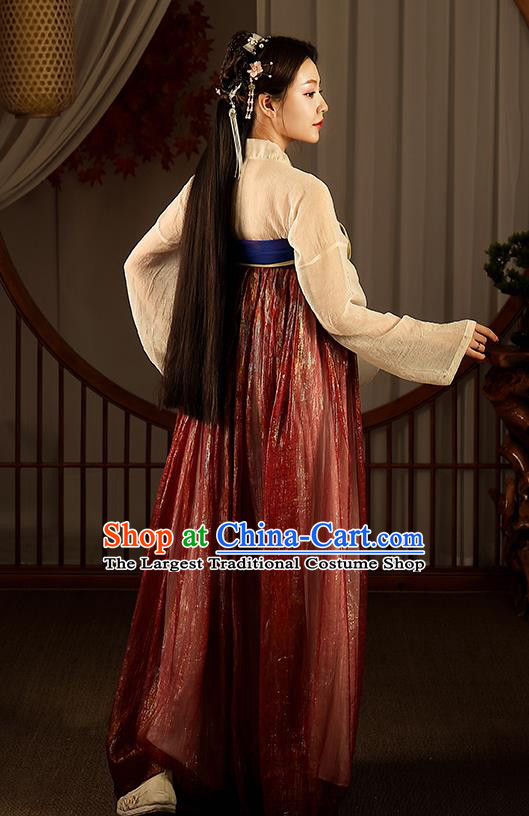 Chinese Tang Dynasty Hanfu Dress Traditional Apparels Ancient Drama Civilian Lady Historical Costumes Complete Set for Women