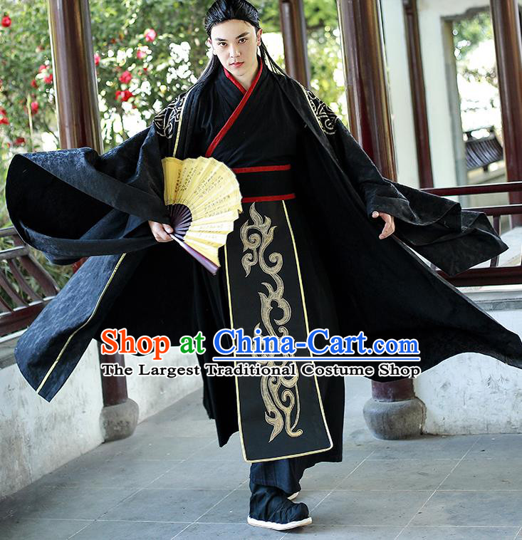 Chinese Han Dynasty Swordsman Historical Costumes Traditional Apparels Ancient Drama Prince Hanfu Clothing for Men