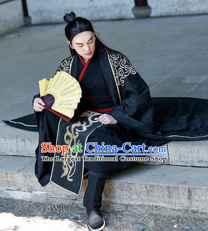 Chinese Han Dynasty Swordsman Historical Costumes Traditional Apparels Ancient Drama Prince Hanfu Clothing for Men