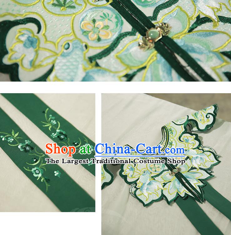 Traditional Chinese Ming Dynasty Noble Female Apparels Ancient Royal Princess Embroidered Green Hanfu Dress Historical Costumes