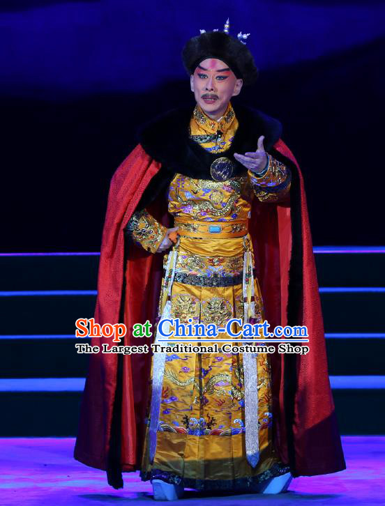 Kangxi Dadi Chinese Peking Opera Imperial Robe Garment Costumes and Headwear Beijing Opera Qing Dynasty Emperor Apparels Clothing
