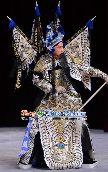 Chu Palace Hen Chinese Peking Opera Military Officer Garment Costumes and Headwear Beijing Opera General Kao Armor Suit with Flags Apparels Clothing