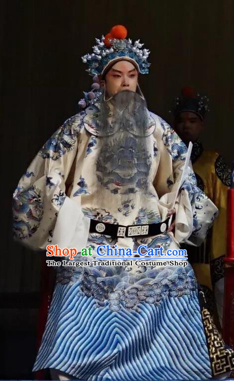 Number One Scholar Matchmaker Chinese Peking Opera Laosheng Garment Costumes and Headwear Beijing Opera General Yang Jiye Apparels Elderly Male Clothing