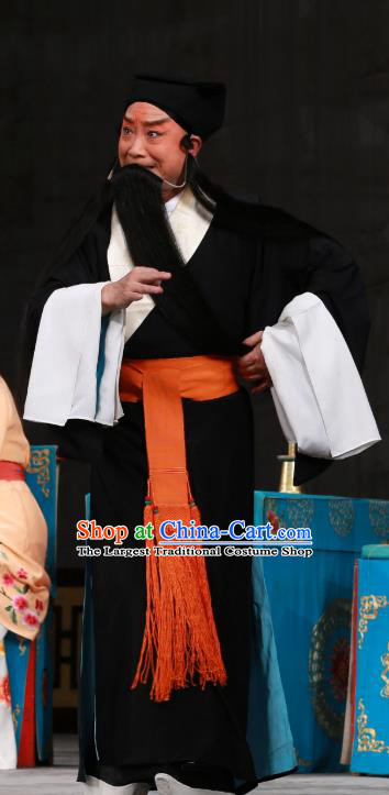 Wu Long Yuan Chinese Peking Opera Laosheng Song Jiang Garment Costumes and Headwear Beijing Opera Elderly Male Black Apparels Clothing