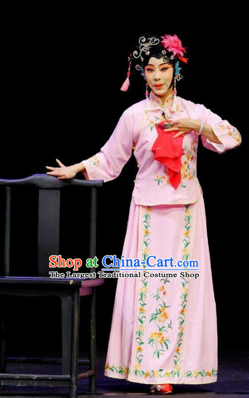 Chinese Beijing Opera Diva Young Lady Apparels Costumes and Headdress Wu Long Yuan Traditional Peking Opera Hua Tan Pink Dress Garment