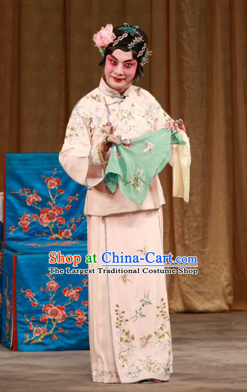 Chinese Beijing Opera Young Mistress Han Cuizhu Apparels Diva Costumes and Headdress Mei Yu Pei Traditional Peking Opera Actress Dress Garment