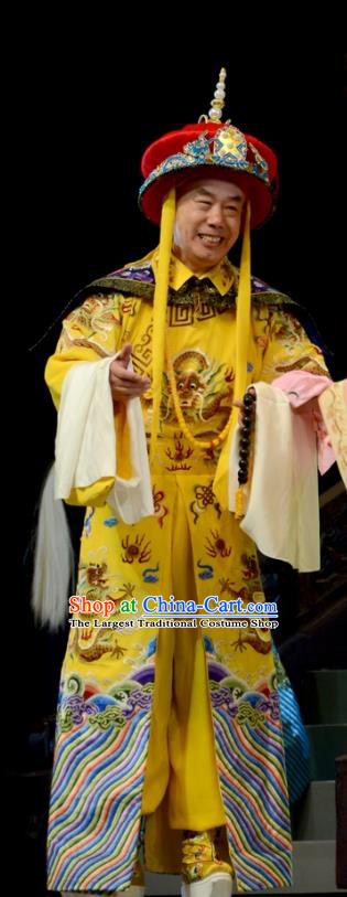 Sixth Panchen Chinese Bangzi Opera Monarch Apparels Costumes and Headpieces Traditional Hebei Clapper Opera Emperor Qianlong Garment Clothing