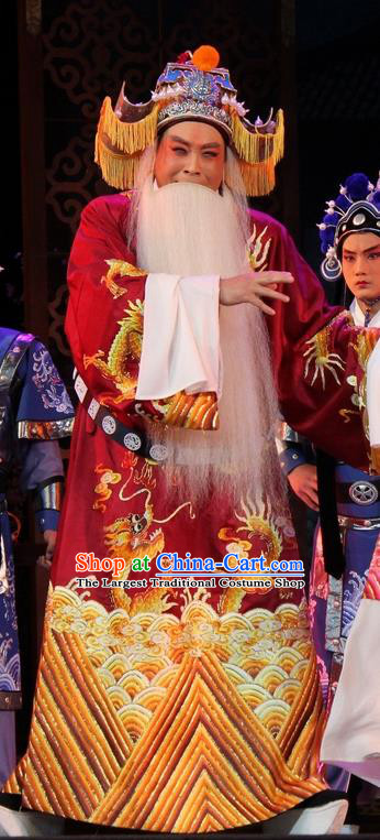 Da Jin Zhi Chinese Shanxi Opera Lord Apparels Costumes and Headpieces Traditional Jin Opera Elderly Male Garment Laosheng Clothing