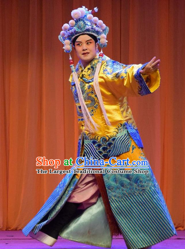 Han Yang Court Chinese Shanxi Opera Crown Prince Apparels Costumes and Headpieces Traditional Jin Opera Young Male Garment Xiaosheng Clothing