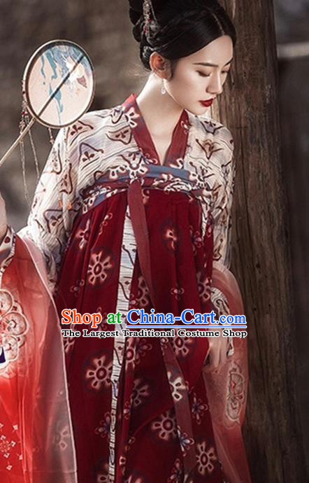 Chinese Traditional Apparels Tang Dynasty Palace Lady Historical Costumes Ancient Royal Princess Hanfu Dress for Women