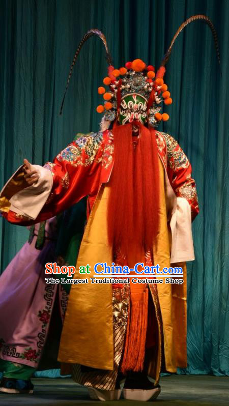 Fu Gui Tu Chinese Shanxi Opera Hero Yuan Long Apparels Costumes and Headpieces Traditional Jin Opera Swordsman Garment Martial Male Clothing