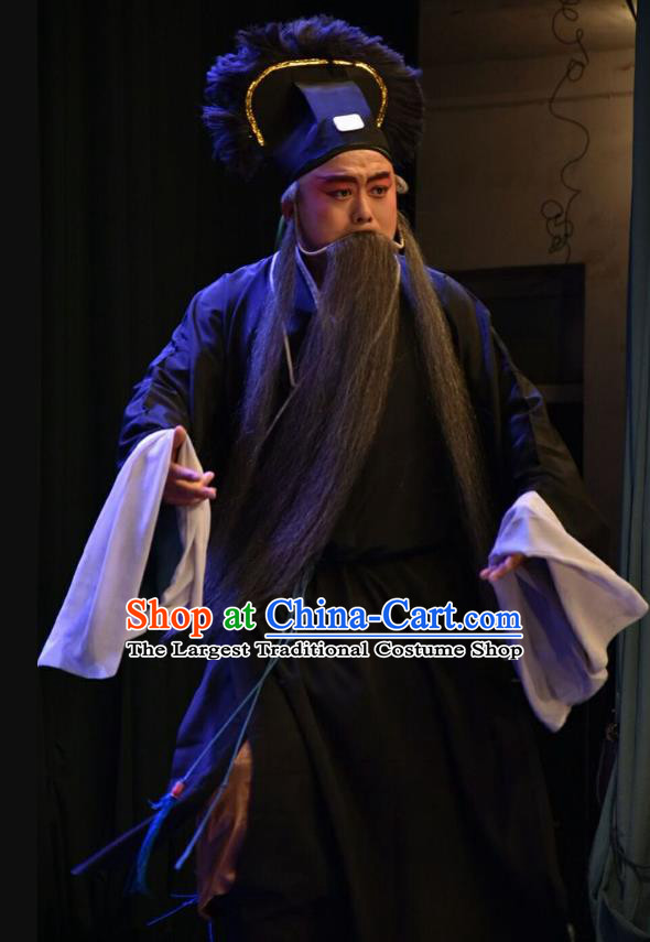 Red Book Sword Chinese Shanxi Opera Laosheng Apparels Costumes and Headpieces Traditional Jin Opera Elderly Male Garment Old Servant Clothing
