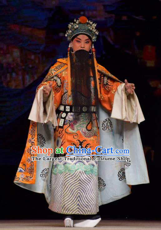 Big Feet Empress Chinese Shanxi Opera Laosheng Apparels Costumes and Headpieces Traditional Jin Opera Lord Zhu Yuanzhang Garment Emperor Clothing