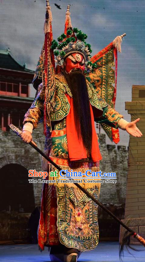 Shou Jiang Wei Chinese Shanxi Opera General Kao Apparels Costumes and Headpieces Traditional Jin Opera Garment Armor Clothing with Flags