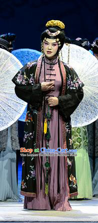 Chinese Han Opera Actress Li Pinger Garment Jin Lian Costumes and Headdress Traditional Hubei Hanchu Opera Diva Apparels Young Mistress Dress