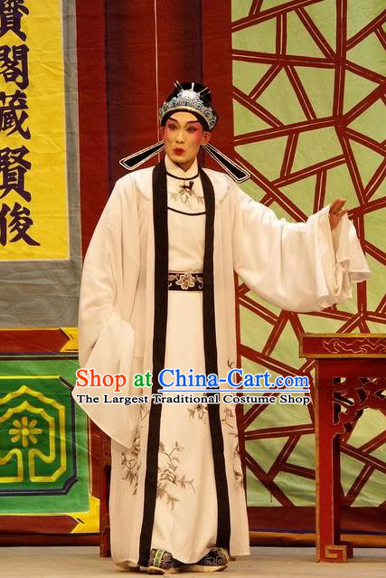 Qian Tang Su Xiaoxiao Chinese Guangdong Opera Xiaosheng Apparels Costumes and Headpieces Traditional Cantonese Opera Childe Garment Scholar Ruan Yu Clothing