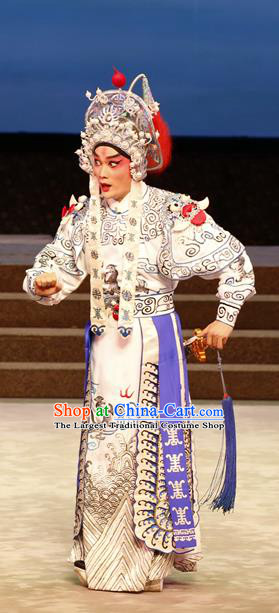 General Ma Chao Chinese Guangdong Opera Martial Male Apparels Costumes and Headpieces Traditional Cantonese Opera Takefu Garment Wusheng Clothing